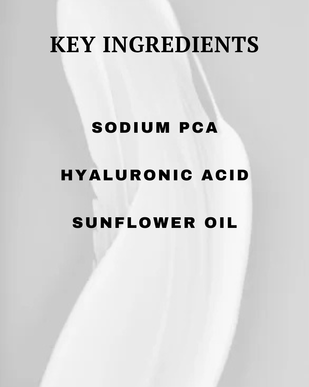 Text listing key ingredients on a white background