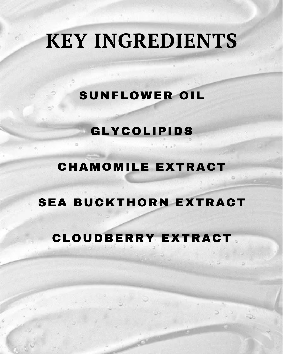 List of key ingredients with a white background