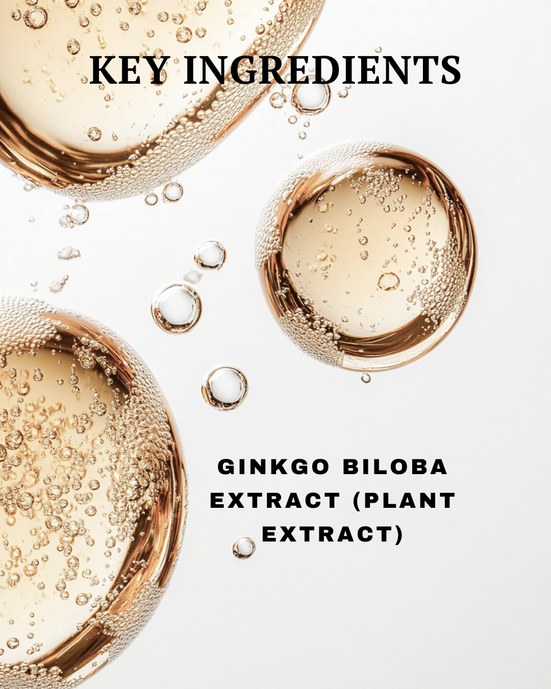 Ginkgo Biloba extract with bubbles on a white background