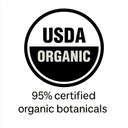 USDA Organic certification logo on a white background with text about organic botanicals.