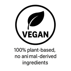 Vegan certification logo with a leaf and text on a white background