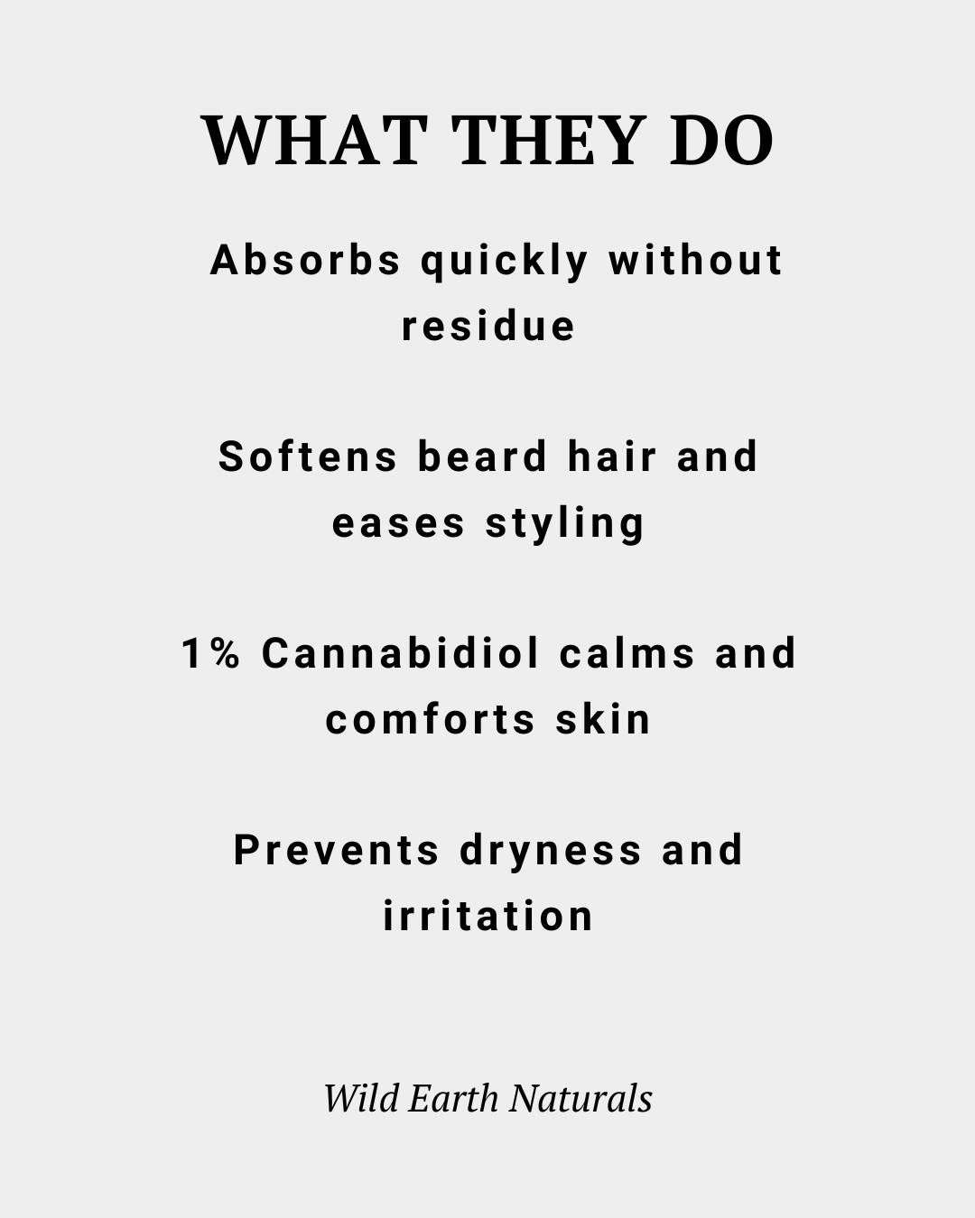 Text describing product benefits on a white background, with 'Wild Earth Naturals' branding.