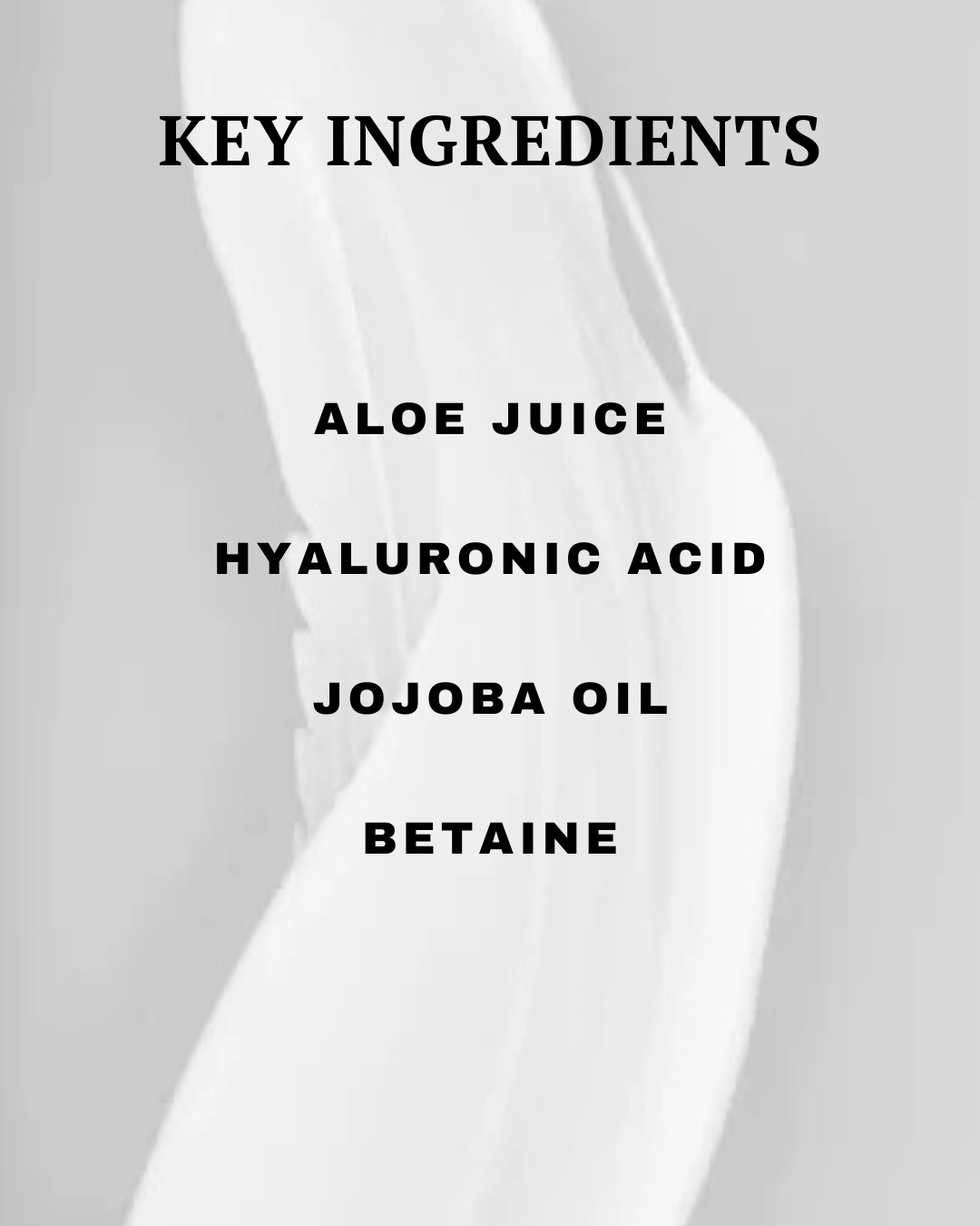 List of key ingredients on a white background with text overlay